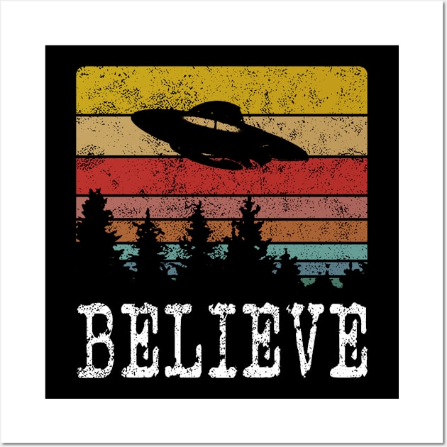 Extraterrestrial UFO Believe Retro Style Wall Art by FrontalLobe